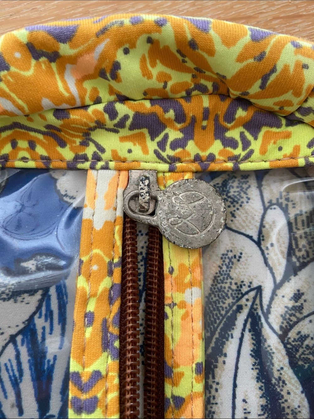 Maaji Tropical Leaf Print Cosmetic Bag - Aqua & Brown - Picture 7 of 7